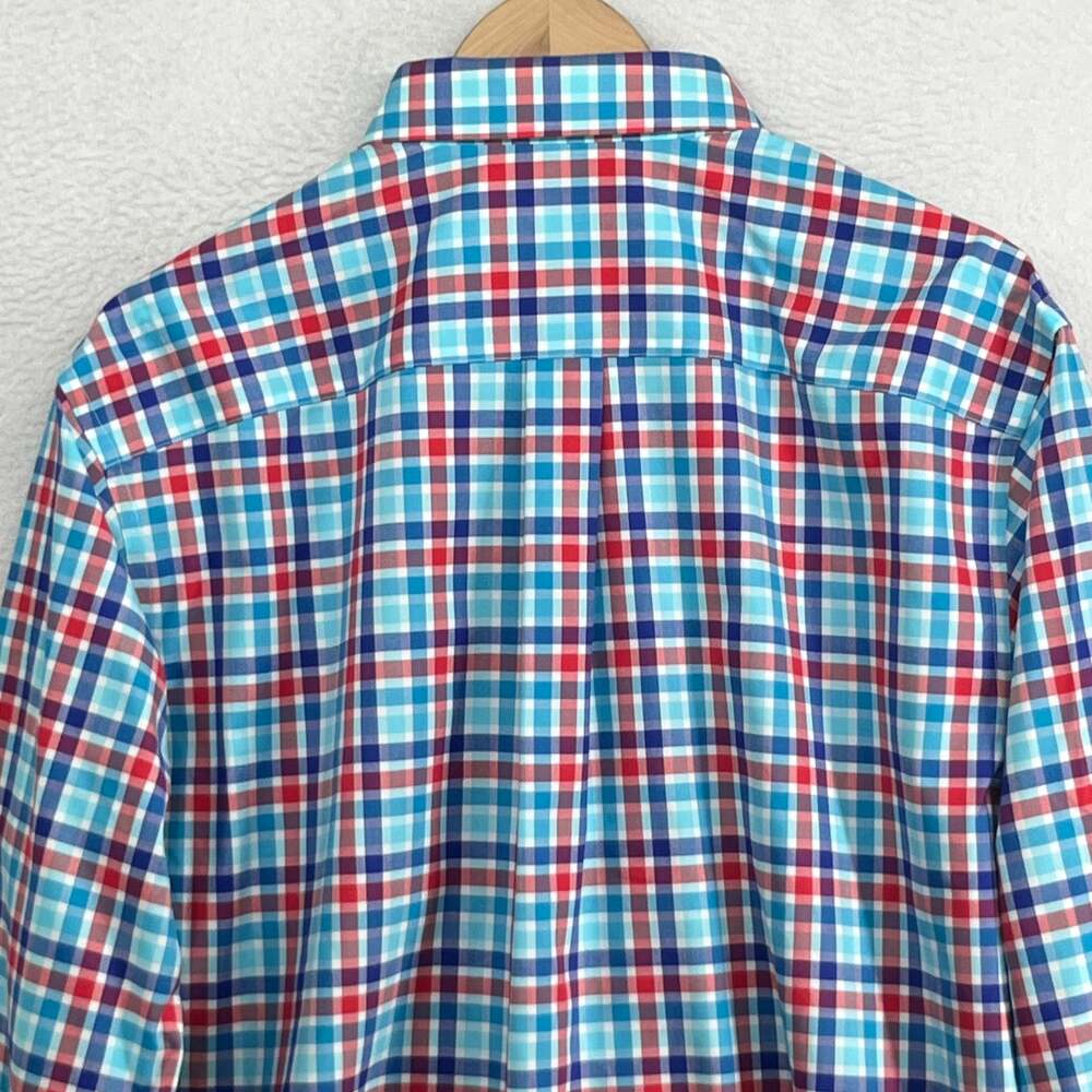 JOS A BANK Shirt Mens L Travelers Collection Plaid Poplin Cotton Blue NEW - Picture 6 of 13